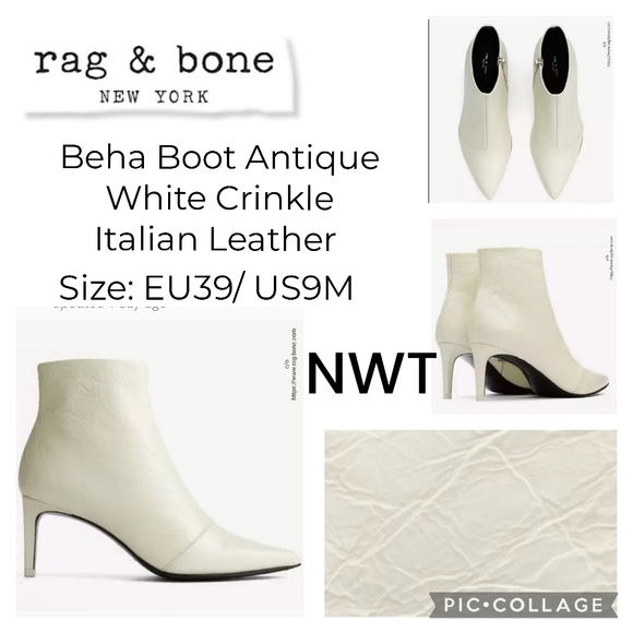 rag bone Beha Boot Antique White Crinkle Italian Leather